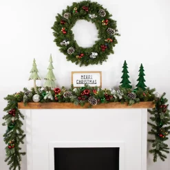 Discount Pre-Lit Battery Operated Canadian Pine Christmas Wreath - 30" - Multi-Color LED Lights Pre Lit