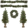 Sale Pre-Lit Battery Operated Frosted Verona Berry Pine Artificial Christmas Set - 5-Piece - Clear Lights Pre-Lit