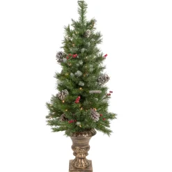 Sale Pre-Lit Battery Operated Frosted Verona Berry Pine Artificial Christmas Set - 5-Piece - Clear Lights Pre-Lit
