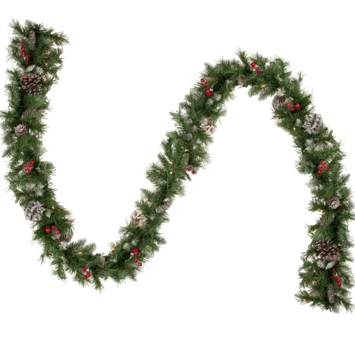 Sale Pre-Lit Battery Operated Frosted Verona Berry Pine Artificial Christmas Set - 5-Piece - Clear Lights Pre-Lit