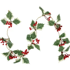 Best Pre-Lit B/O Holly and Berry Christmas Garland - 3.25' - Warm White LED Lights Pre Lit