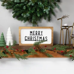 New Pre-Lit B/O Pinecone, Berry and Leaf Christmas Garland - 4.5' - Warm White Lights Pre Lit