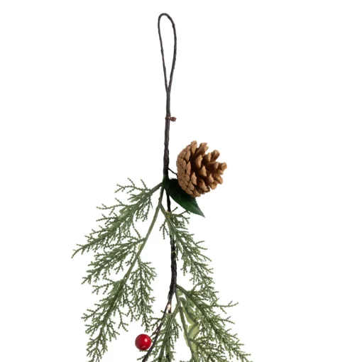 New Pre-Lit B/O Pinecone, Berry and Leaf Christmas Garland - 4.5' - Warm White Lights Pre Lit