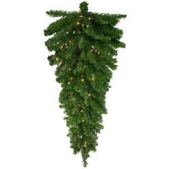 New Pre-Lit Canadian Pine Artificial Christmas Teardrop Door Swag - 42" - Clear Lights Pre-Lit Swaga
