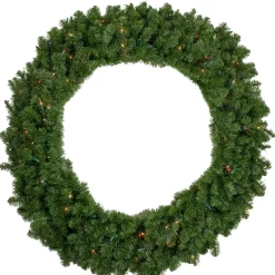 Pre-Lit Canadian Pine Artificial Christmas Wreath - 48" - Multicolor Lights Pre Lit
