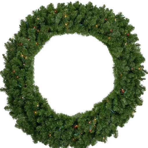 Pre-Lit Canadian Pine Artificial Christmas Wreath - 48" - Multicolor Lights Pre Lit