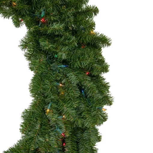 Pre-Lit Canadian Pine Artificial Christmas Wreath - 48" - Multicolor Lights Pre Lit