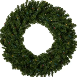 Clearance Pre-Lit Canadian Pine Artificial Christmas Wreath - 30" - Multi Lights Pre Lit