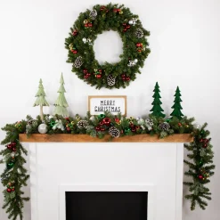 Clearance Pre-Lit Canadian Pine Artificial Christmas Wreath - 30" - Multi Lights Pre Lit
