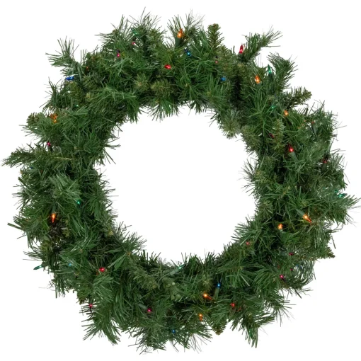 Sale Pre-lit Chatham Pine Artificial Christmas Wreath, 24-Inch, Multi-Color Lights Pre Lit