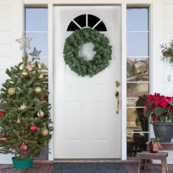 Clearance Pre-lit Colorado Blue Spruce Artificial Christmas Wreath, 24-Inch, Clear Lights Pre Lit