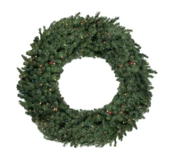 New Pre-Lit Commercial Canadian Pine Artificial Christmas Wreath - 5' - Multi Lights Commercial