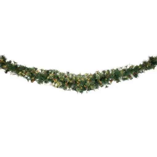 Best Pre-Lit Country Pine and Mini Pinecone Artificial Christmas Swag - 6' - Clear Lights Pre-Lit Swaga