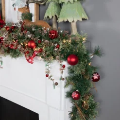 Best Pre-Lit Country Pine and Mini Pinecone Artificial Christmas Swag - 6' - Clear Lights Pre-Lit Swaga