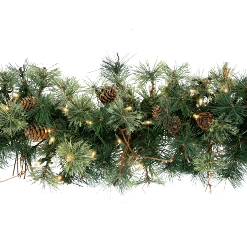 Best Pre-Lit Country Pine and Mini Pinecone Artificial Christmas Swag - 6' - Clear Lights Pre-Lit Swaga