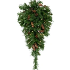 New Pre-Lit Dakota Red Pine Artificial Christmas Teardrop Swag - 30" - Clear AlwaysLit Lights Pre-Lit Swaga