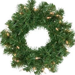 Discount Pre-Lit Deluxe Dorchester Pine Artificial Christmas Wreath, 10-Inch, Clear Lights Pre Lit
