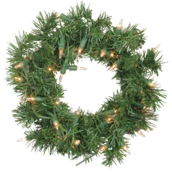 Discount Pre-Lit Deluxe Windsor Pine Artificial Christmas Wreath - 10" - Clear Lights Pre Lit