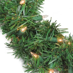 Discount Pre-Lit Deluxe Windsor Pine Artificial Christmas Wreath - 10" - Clear Lights Pre Lit