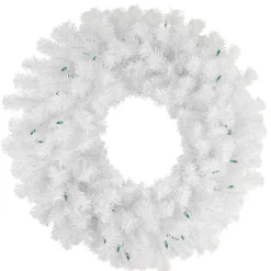 Hot Pre-Lit Geneva White Spruce Artificial Christmas Wreath, 24-Inch, Green Lights Colorful
