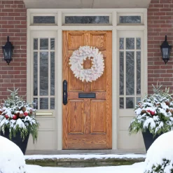 Online Pre-Lit Geneva White Spruce Artificial Christmas Wreath, 24-Inch, Pink Lights Colorful