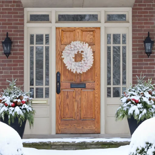 Online Pre-Lit Geneva White Spruce Artificial Christmas Wreath, 24-Inch, Pink Lights Colorful