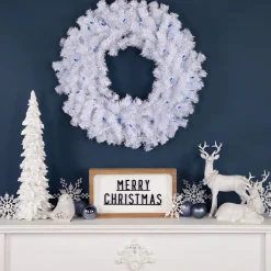 Discount Pre-Lit Geneva White Spruce Artificial Christmas Wreath, 24-Inch, Blue Lights Colorful