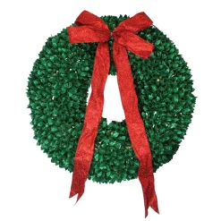 Discount Pre-Lit Glittered Leaves Artificial Christmas Wreath - 28-Inch, Clear Lights Colorful