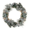 Outlet Pre-lit Heavily Flocked Pine Artificial Christmas Wreath - 24" - Clear Lights Pre Lit