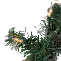 Outlet Pre-lit Heavily Flocked Pine Artificial Christmas Wreath - 24