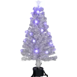 Hot Pre-Lit Medium Iridescent Fiber Optic Artificial Christmas Tree - 4' - White - Blue LED Lights Fiber Optic