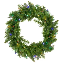 Outlet Pre-Lit Northern Pine Artificial Christmas Wreath - 24" - Multicolor LED Lights Pre Lit