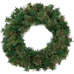 Discount Pre-Lit Oregon Cashmere Pine Artificial Christmas Wreath, 24-Inch, Multi Lights Pre Lit