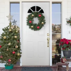 Discount Pre-Lit Oregon Cashmere Pine Artificial Christmas Wreath, 24-Inch, Multi Lights Pre Lit