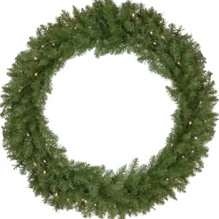Hot Pre-Lit Rockwood Pine Artificial Christmas Wreath, 36-Inch, Warm White LED Lights Pre Lit