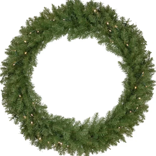 Hot Pre-Lit Rockwood Pine Artificial Christmas Wreath, 36-Inch, Warm White LED Lights Pre Lit