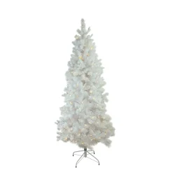Sale Pre-Lit Slim Flocked Pine Artificial Christmas Tree - 9' - Warm White LED Lights Pre-Lit