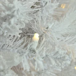Sale Pre-Lit Slim Flocked Pine Artificial Christmas Tree - 9' - Warm White LED Lights Pre-Lit