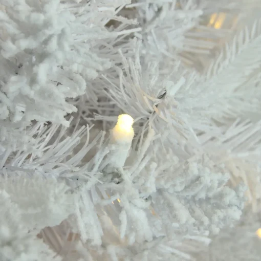 Sale Pre-Lit Slim Flocked Pine Artificial Christmas Tree - 9' - Warm White LED Lights Pre-Lit