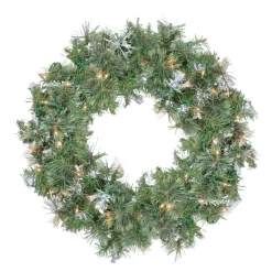 Outlet Pre-Lit Snow Mountain Pine Artificial Christmas Wreath - 30" - Clear Lights Pre Lit