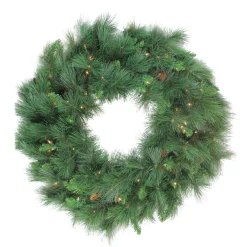 Outlet Pre-lit White Valley Pine Artificial Christmas Wreath - 48" - Clear Lights Pre Lit