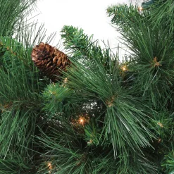 Discount Pre-Lit White Valley Pine Artificial Christmas Wreath - 24" - Clear Lights Pre Lit