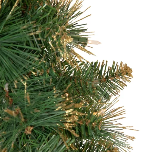 Pre-Lit Yorkshire Pine Artificial Christmas Wreath, 24-Inch, Clear Lights Pre Lit