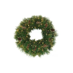 Outlet Pre-Lit Yorkville Pine Artificial Christmas Wreath - 24" - Clear Lights Pre Lit