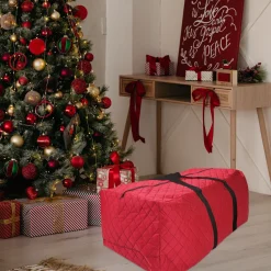 Quilted Red Christmas Holiday Storage Bag Storage