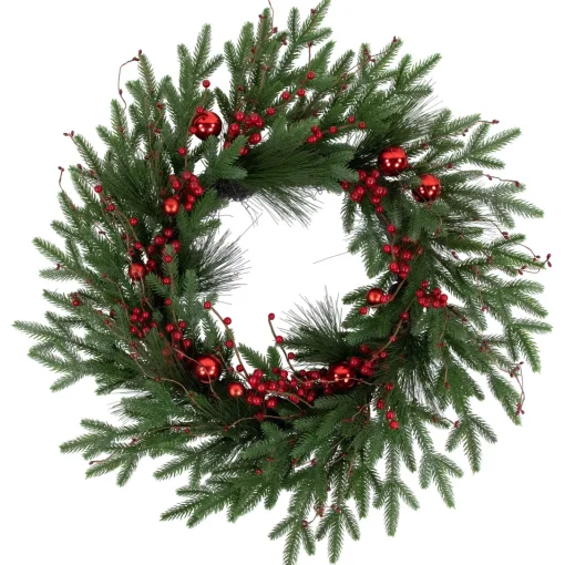 Hot Real Touch™? Berries and Pine Artificial Christmas Wreath - 32" - Unlit Unlit