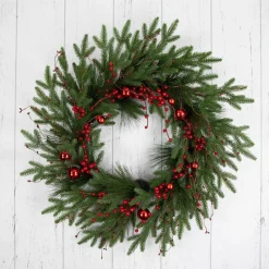 Hot Real Touch™? Berries and Pine Artificial Christmas Wreath - 32" - Unlit Unlit