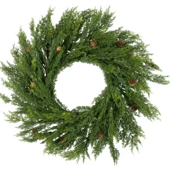 Discount Real Touch™? Cedar Artificial Christmas Wreath with Pinecones - 24" - Unlit Unlit