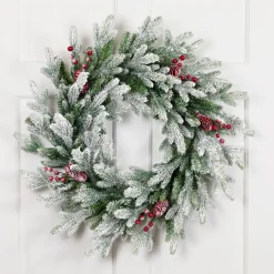 Discount Real Touch™? Flocked Snowcap Grove Fir Artificial Christmas Wreath - 24" - Unlit Unlit