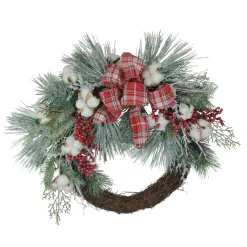 Best Real Touch™? Iced Mixed Pine and Holly Berry Artificial Christmas Wreath - 24" - Unlit Pre Decorated